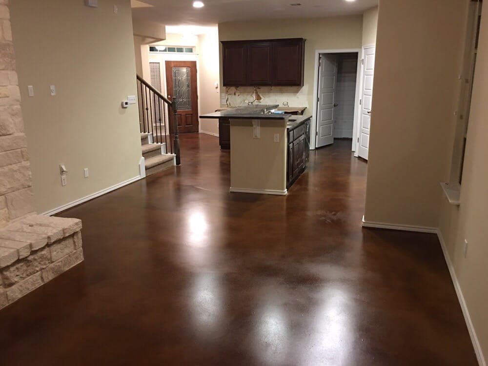 Decorative concrete flooring surface with premium finish