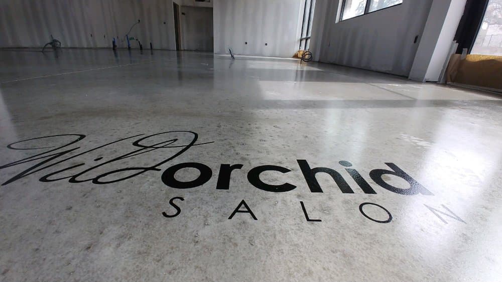 Concrete flooring installation with clean polished look
